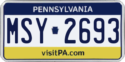 PA license plate MSY2693