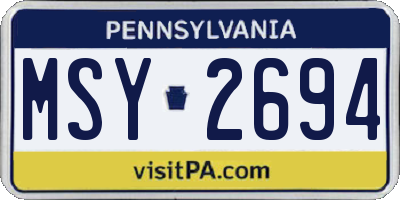 PA license plate MSY2694
