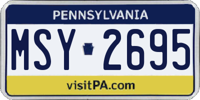 PA license plate MSY2695