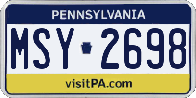 PA license plate MSY2698