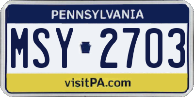 PA license plate MSY2703