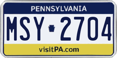 PA license plate MSY2704