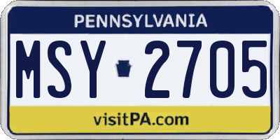 PA license plate MSY2705