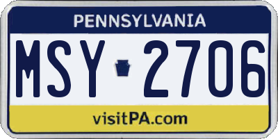 PA license plate MSY2706