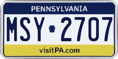 PA license plate MSY2707
