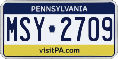PA license plate MSY2709