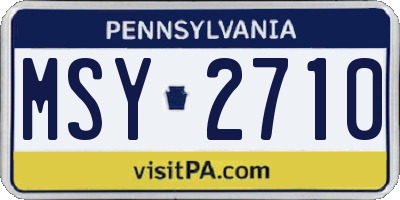 PA license plate MSY2710