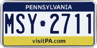PA license plate MSY2711