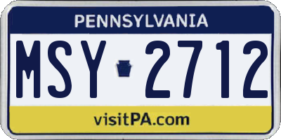 PA license plate MSY2712