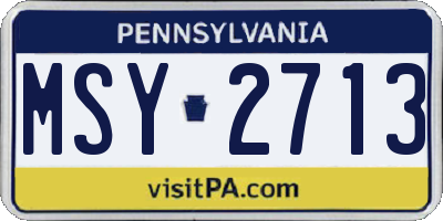 PA license plate MSY2713