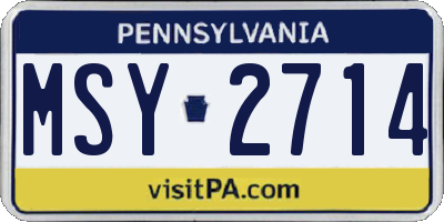 PA license plate MSY2714