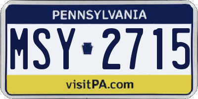 PA license plate MSY2715