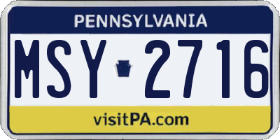 PA license plate MSY2716