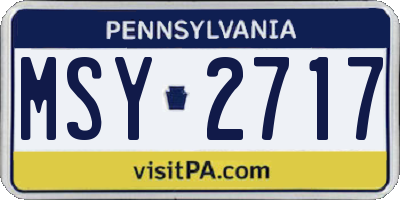 PA license plate MSY2717