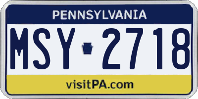 PA license plate MSY2718