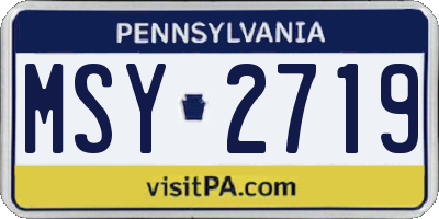 PA license plate MSY2719