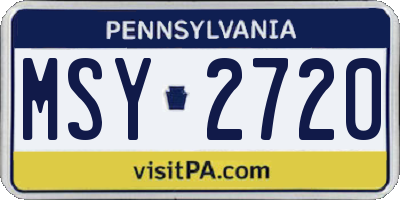 PA license plate MSY2720