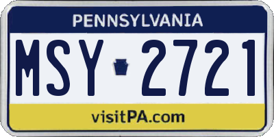 PA license plate MSY2721