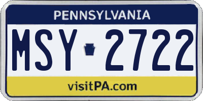 PA license plate MSY2722
