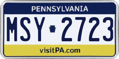 PA license plate MSY2723