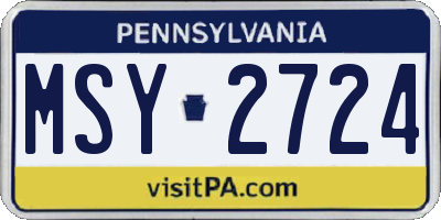 PA license plate MSY2724