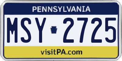 PA license plate MSY2725
