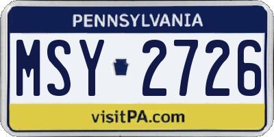 PA license plate MSY2726