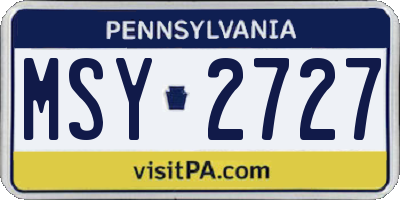 PA license plate MSY2727