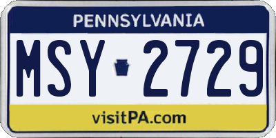 PA license plate MSY2729