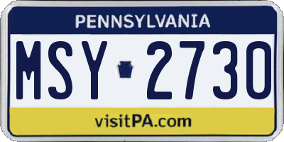 PA license plate MSY2730