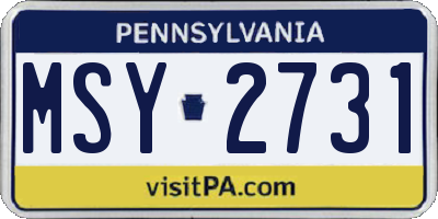 PA license plate MSY2731