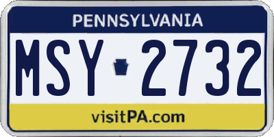 PA license plate MSY2732