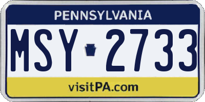 PA license plate MSY2733