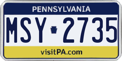 PA license plate MSY2735