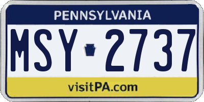 PA license plate MSY2737