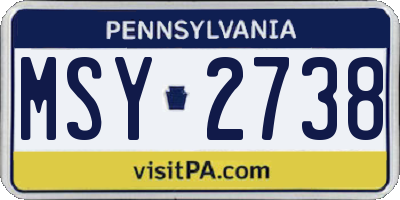 PA license plate MSY2738