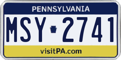 PA license plate MSY2741