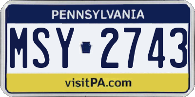 PA license plate MSY2743