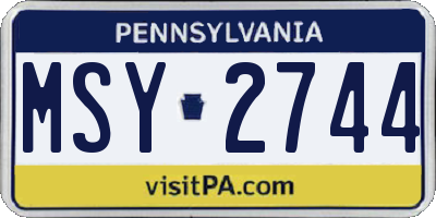 PA license plate MSY2744
