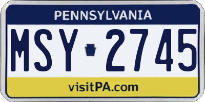 PA license plate MSY2745