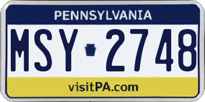PA license plate MSY2748
