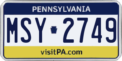 PA license plate MSY2749