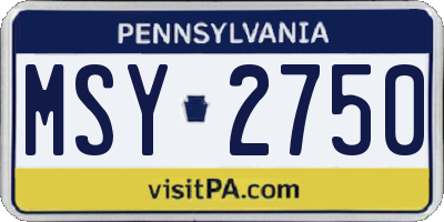 PA license plate MSY2750