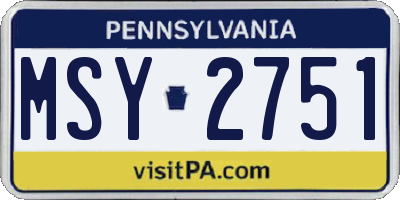 PA license plate MSY2751