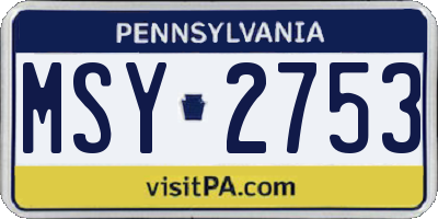 PA license plate MSY2753