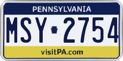 PA license plate MSY2754
