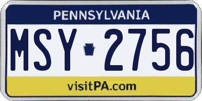 PA license plate MSY2756