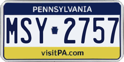 PA license plate MSY2757