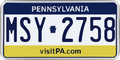 PA license plate MSY2758