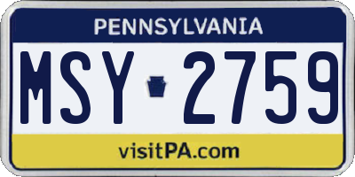 PA license plate MSY2759